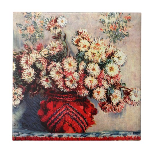 Stillleben mit Chrysanthemen von Claude Monet Fliese (Vorderseite)