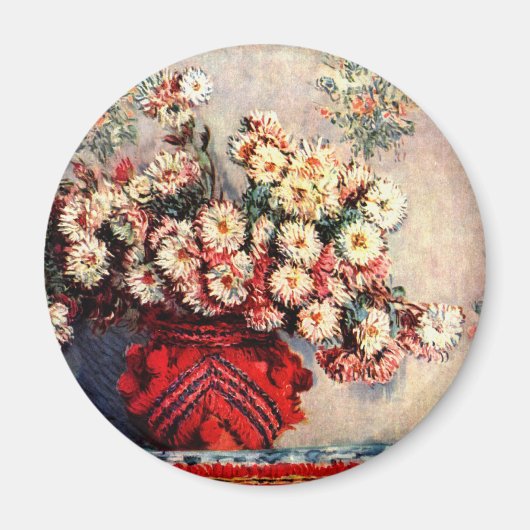 Stillleben mit Chrysanthemen von Claude Monet Magnet (Vorne)