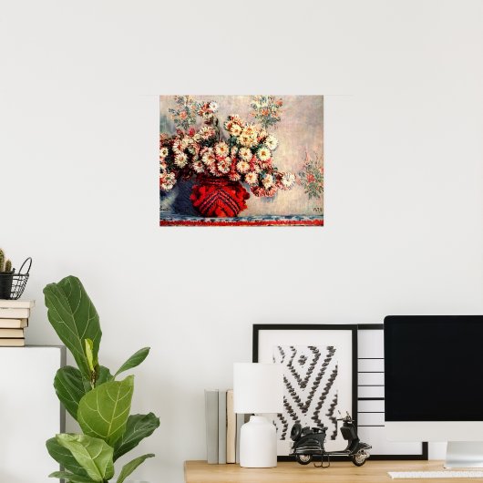 Stillleben mit Chrysanthemen von Claude Monet Poster (Heimbüro)