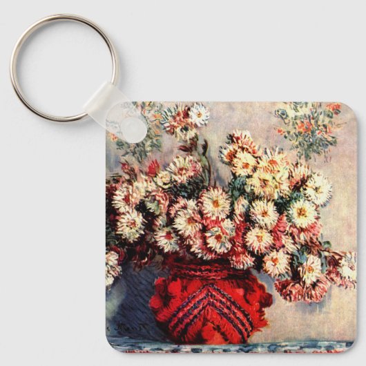 Stillleben mit Chrysanthemen von Claude Monet Schlüsselanhänger (Vorderseite)