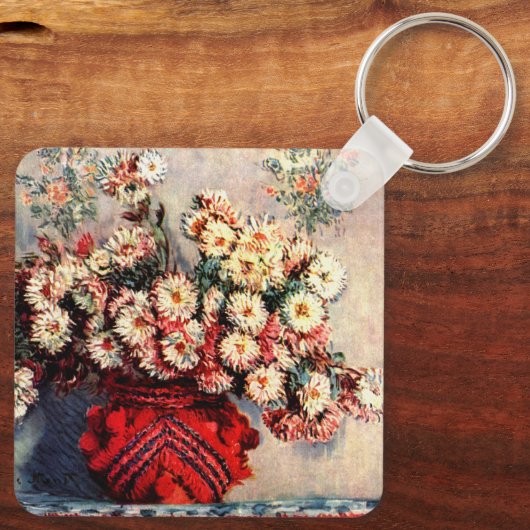 Stillleben mit Chrysanthemen von Claude Monet Schlüsselanhänger (Rückseite)