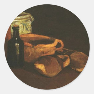 Stillleben mit Clogs und Pots, Van Gogh Runder Aufkleber