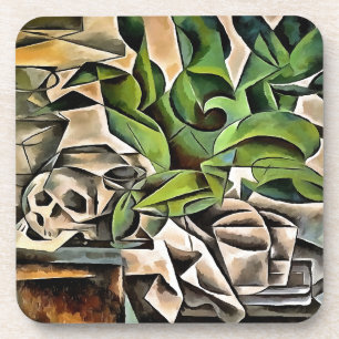Stillleben mit Cranium Geometric Vanitas Art Getränkeuntersetzer