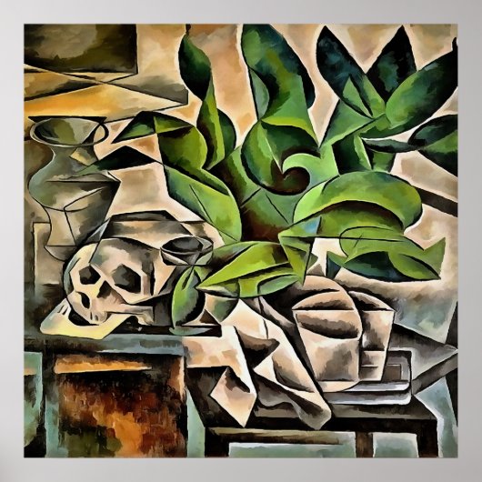 Stillleben mit Cranium Geometric Vanitas Art Poster (Vorne)