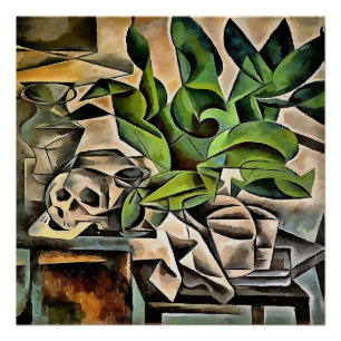 Stillleben mit Cranium Geometric Vanitas Art Poster