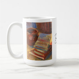 Stillleben mit dem Bild von Büchern Kaffeetasse