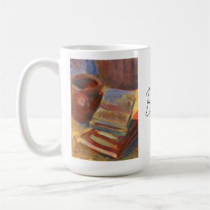 Stillleben mit dem Bild von Büchern Kaffeetasse