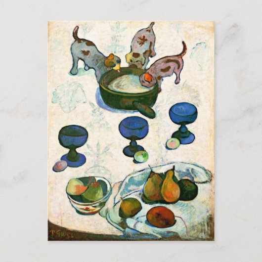 Stillleben mit drei Welpen, Paul Gauguin Postkarte (Vorderseite)