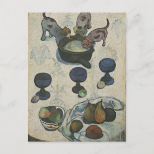 Stillleben mit drei Welpen von Paul Gauguin Postkarte