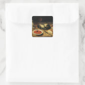 Stillleben mit einem Artichoke Quadratischer Aufkleber (Tasche)