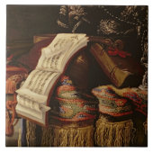 Stillleben mit einem Buch der Noten Fliese (Vorderseite)