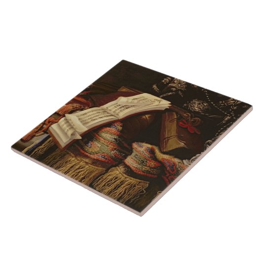 Stillleben mit einem Buch der Noten Fliese (Seite)