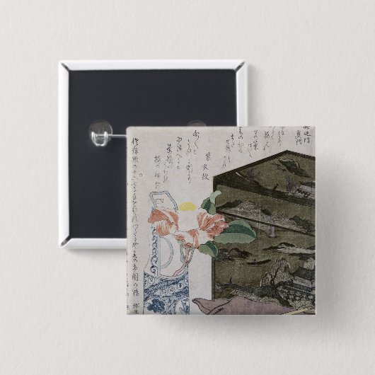 Stillleben mit einem Camelia, c.1820 Button (Vorne & Hinten)