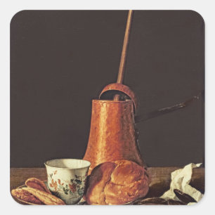 Stillleben mit einem Drinking Chocolate Set, 1770 Quadratischer Aufkleber