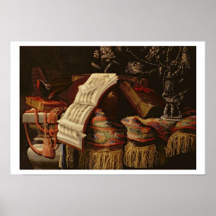 Stillleben mit einem Heft Noten Poster