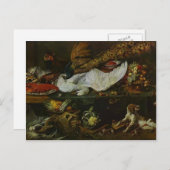 Stillleben mit einem Hund und Welpen von Frans Sny Postkarte (Vorne/Hinten)