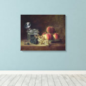 Stillleben mit einem Korb von Pfirsichen Leinwanddruck (Insitu (Holzboden))