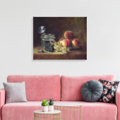 Stillleben mit einem Korb von Pfirsichen Leinwanddruck (Insitu (Wohnzimmer))