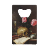 Stillleben mit einem Schädel Geldkarten Flaschenöffner (Rückseite)