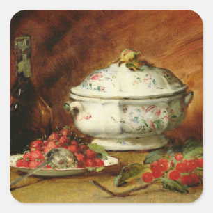 Stillleben mit einem SuppeTureen Quadratischer Aufkleber