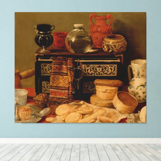 Stillleben mit einer Ebonkiste Leinwanddruck (Insitu (Holzboden))