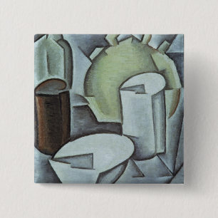 Stillleben mit einer Flasche des Weins und des Button