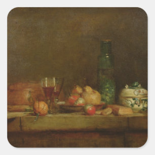 Stillleben mit einer Flasche Oliven, 1760 Quadratischer Aufkleber