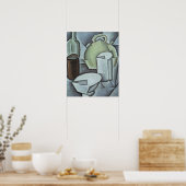 Stillleben mit einer Flasche Wein und einem Erdenk Poster (Küche)