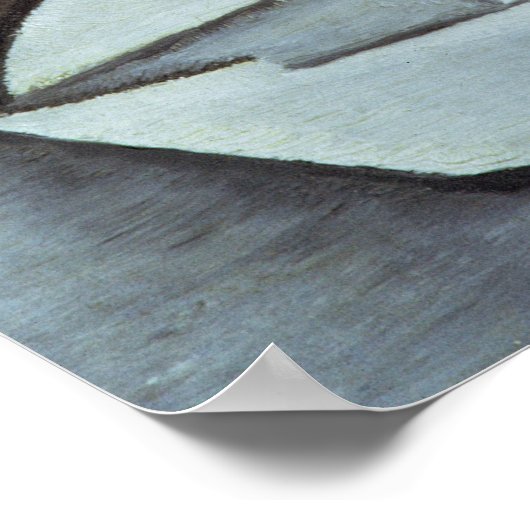 Stillleben mit einer Flasche Wein und einem Erdenk Poster (Ecke)