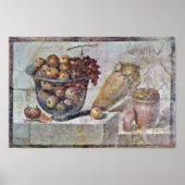 Stillleben mit einer Glasschale aus Obst und Vasen Poster (Vorne)