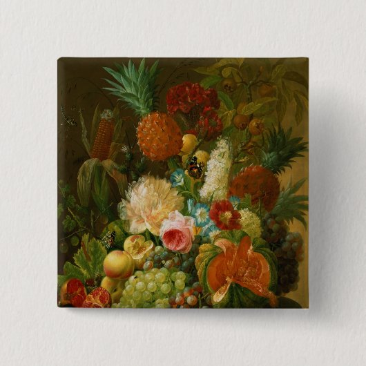 Stillleben mit einer Melone und Trauben Button (Vorderseite)
