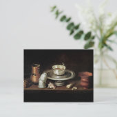 Stillleben mit einer Schüssel Schokolade Postkarte (Stehend Vorderseite)