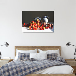 Stillleben mit Erdbeeren, Pfirsichen und Kirschen Leinwanddruck