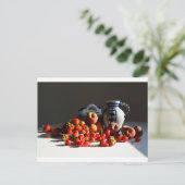 Stillleben mit Erdbeeren, Pfirsichen und Kirschen Postkarte (Stehend Vorderseite)