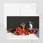 Stillleben mit Erdbeeren, Pfirsichen und Kirschen Postkarte (Vorne/Hinten)