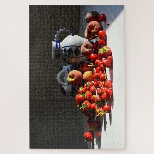 Stillleben mit Erdbeeren, Pfirsichen und Kirschen Puzzle (Vertikal)