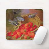 Stillleben mit Erdbeeren und Bluetits Mousepad (Mit Mouse)