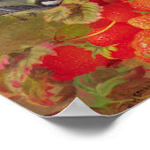 Stillleben mit Erdbeeren und Bluetits Poster (Ecke)
