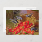 Stillleben mit Erdbeeren und Bluetits Postkarte (Vorne/Hinten)