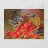 Stillleben mit Erdbeeren und Bluetits Postkarte (Vorderseite)