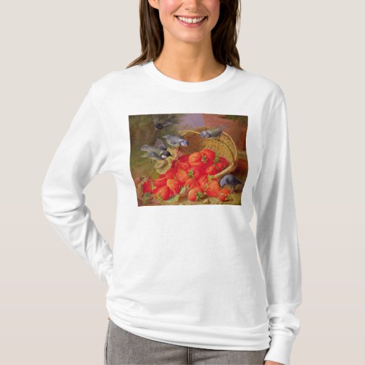 Stillleben mit Erdbeeren und Bluetits T-Shirt (Vorderseite)