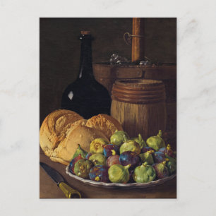Stillleben mit Figs und Brot von Luis Melendez Feiertagspostkarte