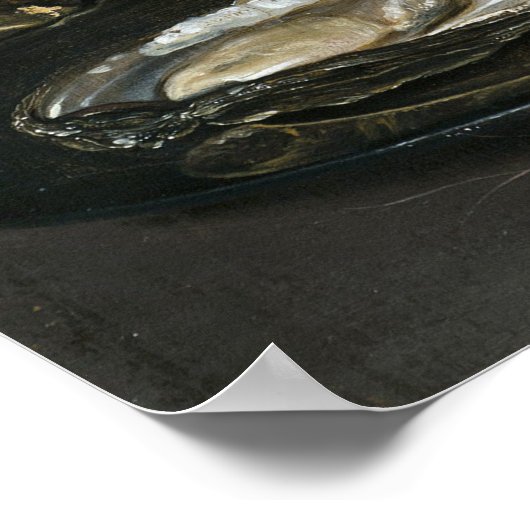 Stillleben mit Fisch und Katze Poster (Ecke)