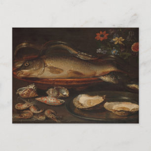 Stillleben mit Fischen von Clara Peeters Postkarte