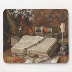 Stillleben mit Folios und Kirschblüten Mousepad