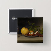Stillleben mit Frucht, Kuchen und Wein, 1821 Button (Vorne & Hinten)