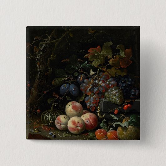 Stillleben mit Frucht, Laub und Insekten, c.1669 Button (Vorderseite)