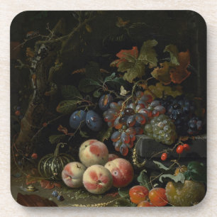 Stillleben mit Frucht, Laub und Insekten, c.1669 Untersetzer