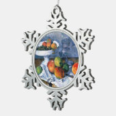 Stillleben mit Frucht-Teller Schneeflocken Zinn-Ornament (Rechts)