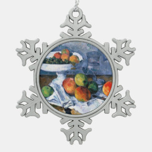 Stillleben mit Frucht-Teller Schneeflocken Zinn-Ornament